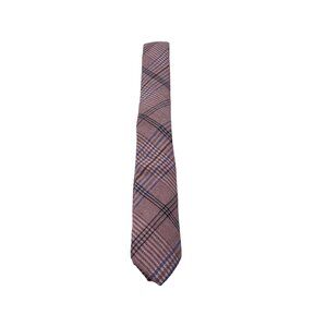 Skinny Tie Madness Mens Plaid Skinny Tie Pink Patch 100% Cotton SKM3225